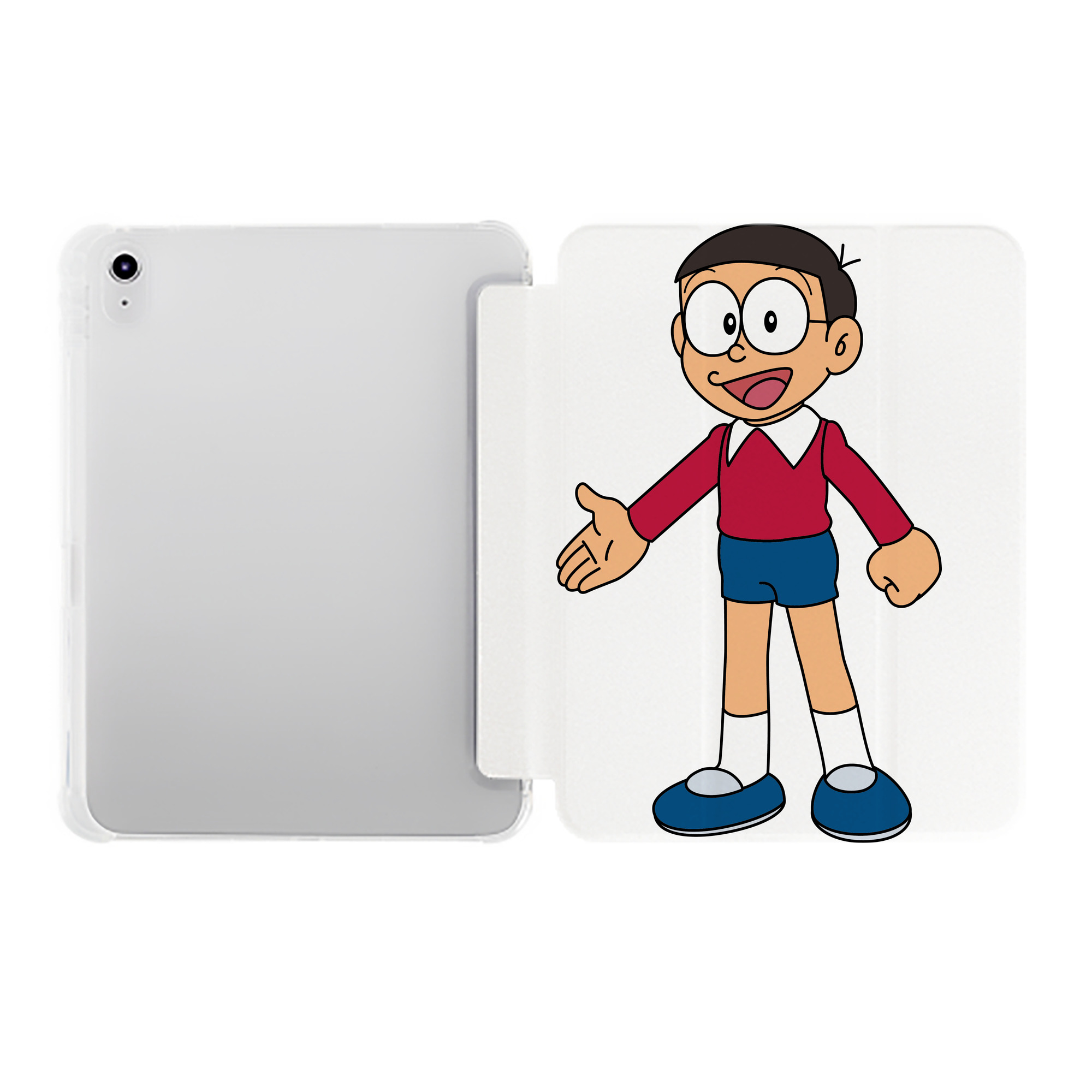 （画像用） ドラえもん 野比 のび太 Doraemon Nobita Nobi IPad ケース ペン収納付き 三つ折りスタンド PUレザー×シリコン 対応機種9.5/10.5/10.9インチ